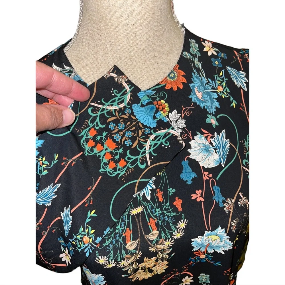 Zara Woman Fall Floral Print Long Sleeve Shift Dress Women’s Size Small - Picture 7 of 8